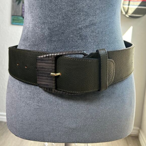 AXCESS- Genuine Leather- Gunmetal- belt- woven buckle- Size Medium some wear - Picture 2 of 6